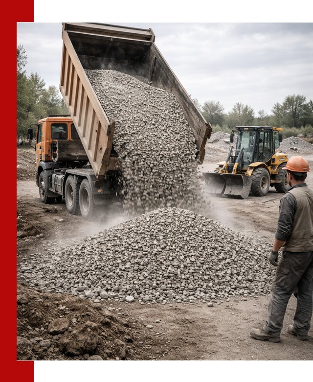 Доставка щебня в Новоуральске крупными и мелкими фракциями