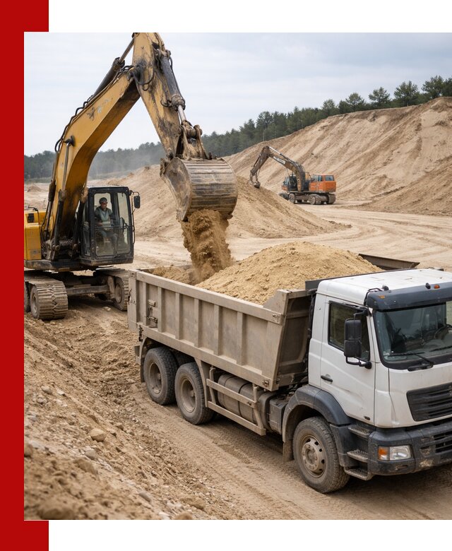 Доставка карьерного песка с самосвалами и разгрузкой в Новоуральске