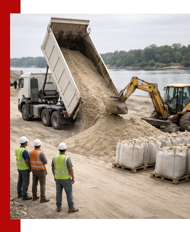 Доставка речного песка в Новоуральске самосвалами и погрузкой