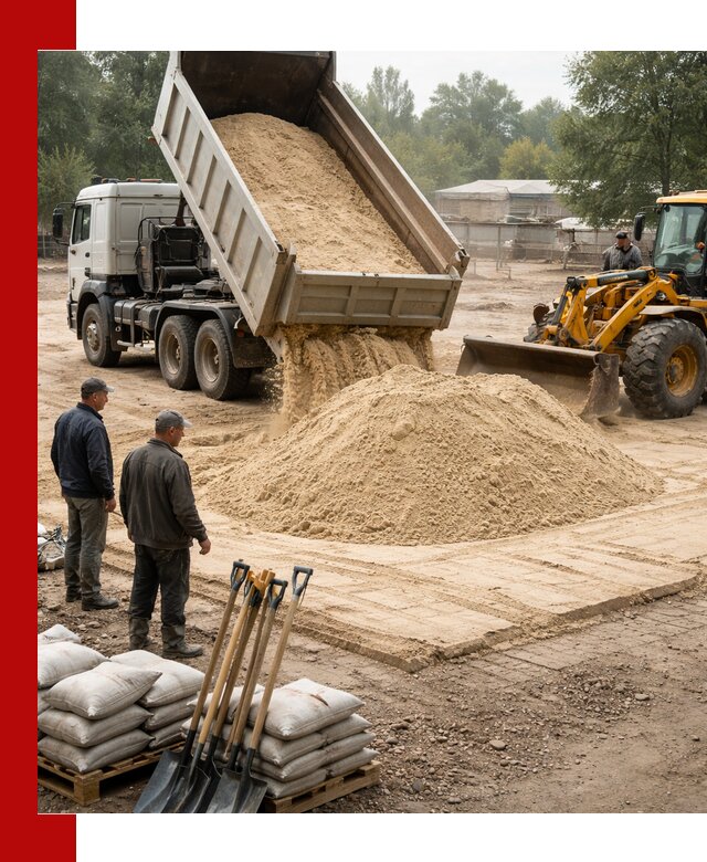 Доставка мытого песка в Новоуральске с самосвалами по выгодной цене