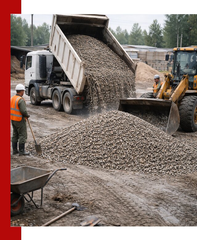 Мытый гравий с доставкой в Новоуральске от карьера до участка