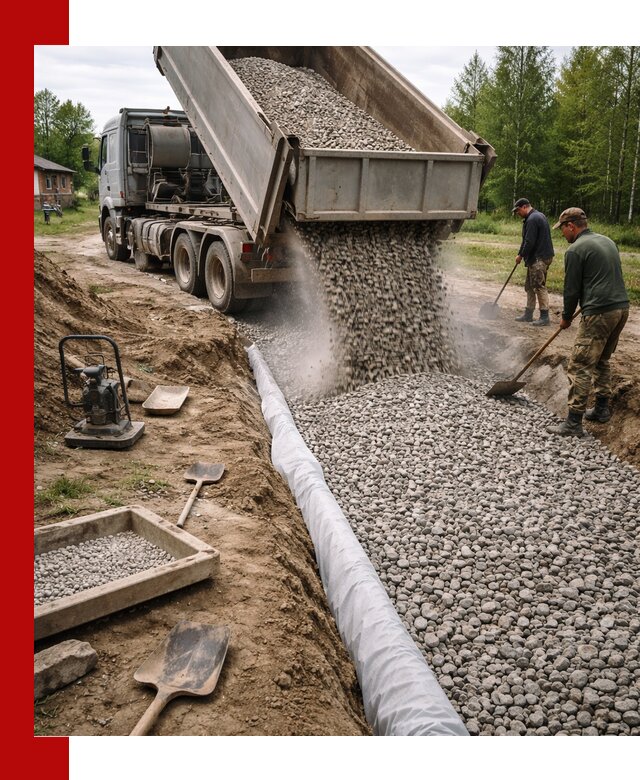 Гравий для дренажа с доставкой в Новоуральске качественный и недорогой
