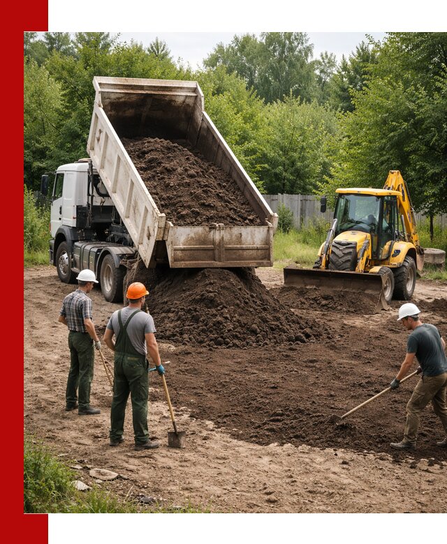 Доставка и укладка грунта для выравнивания участка в Новоуральске