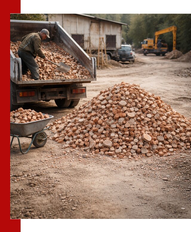 Доставка и подушка из боя кирпича с разгрузкой в Новоуральске