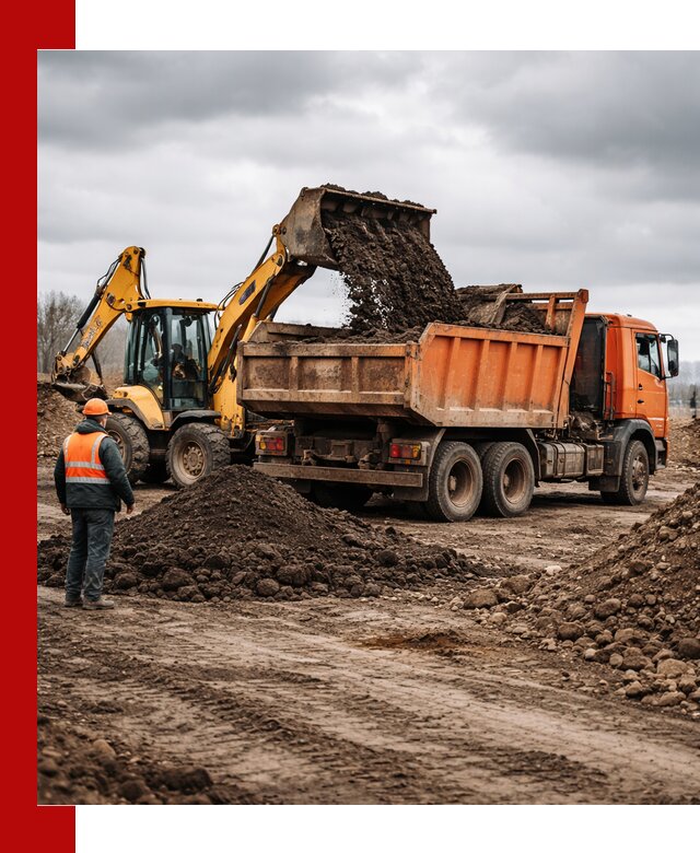 Вывоз грунта и строительного мусора в Новоуральске грузовыми самосвалами