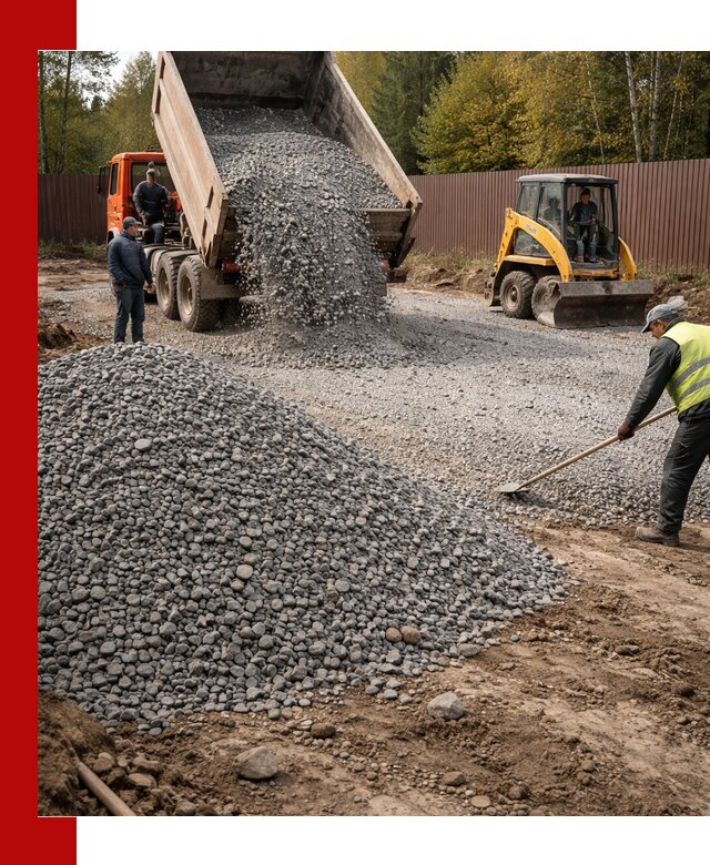 Отсыпка участка щебнем с доставкой и уплотнением в Новоуральске